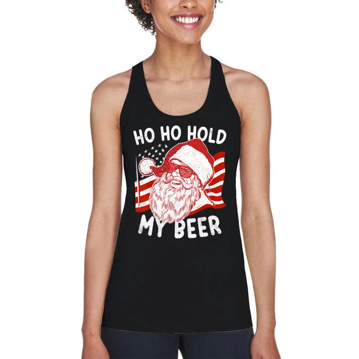 Christmas In July Santa Ho Ho Hold My Beer Women's Racerback Tank