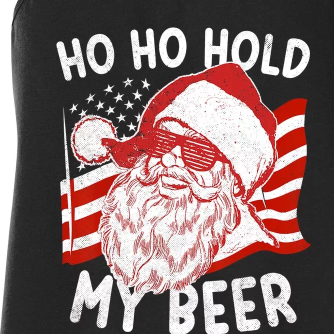 Christmas In July Santa Ho Ho Hold My Beer Women's Racerback Tank