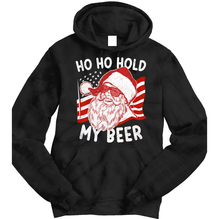 Christmas In July Santa Ho Ho Hold My Beer Tie Dye Hoodie