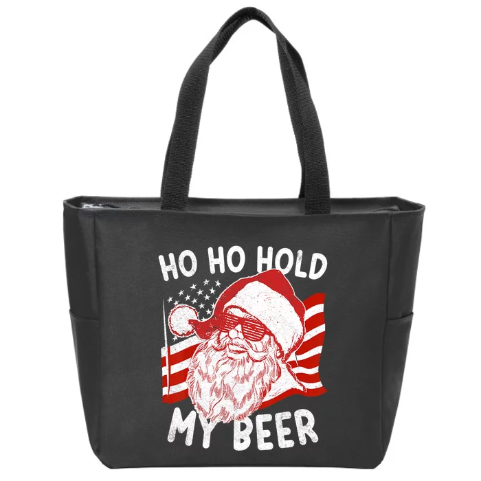 Christmas In July Santa Ho Ho Hold My Beer Zip Tote Bag