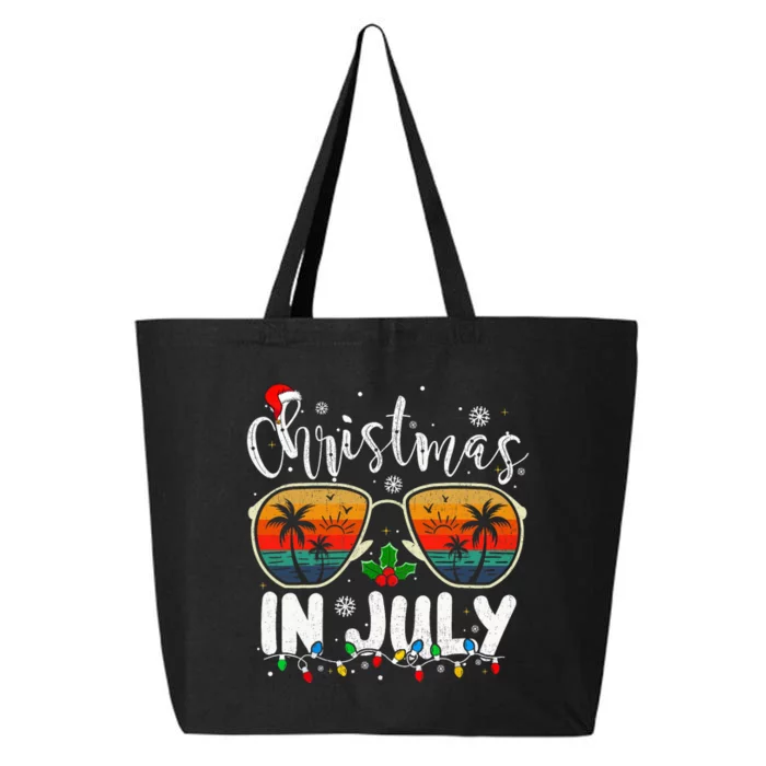 Christmas In July Santa Hat Sunglasses Summer Vacation Beach 25L Jumbo Tote