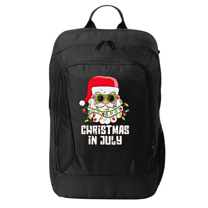 christmas in july santa hat sunglasses beach summer City Backpack