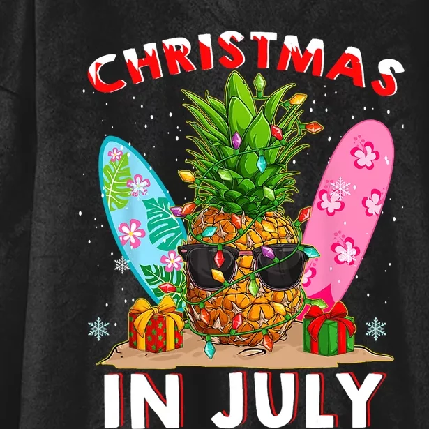 Christmas In July Pineapple Surf Santa Summer Tree Hooded Wearable Blanket