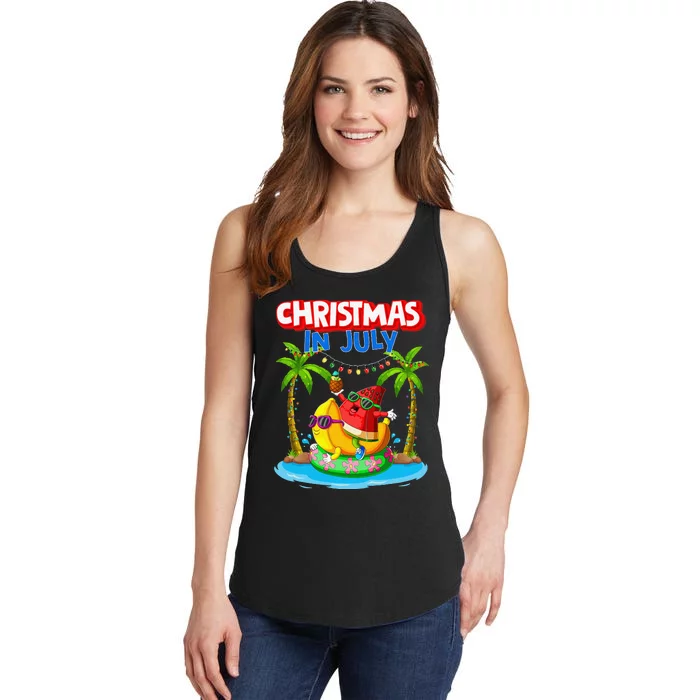 Christmas In July Watermelon Xmas Summer Ladies Essential Tank