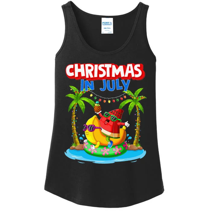 Christmas In July Watermelon Xmas Summer Ladies Essential Tank