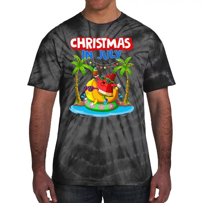 Christmas In July Watermelon Xmas Summer Tie-Dye T-Shirt