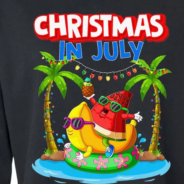 Christmas In July Watermelon Xmas Summer Cropped Pullover Crew