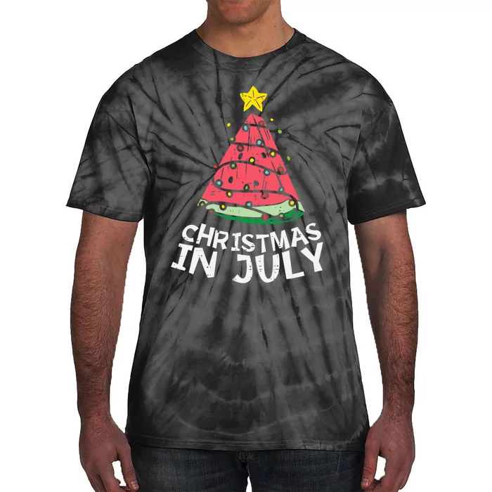 Christmas In July Watermelon Xmas Tree Summer Men Women Tie-Dye T-Shirt