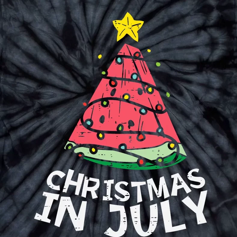 Christmas In July Watermelon Xmas Tree Summer Men Women Tie-Dye T-Shirt