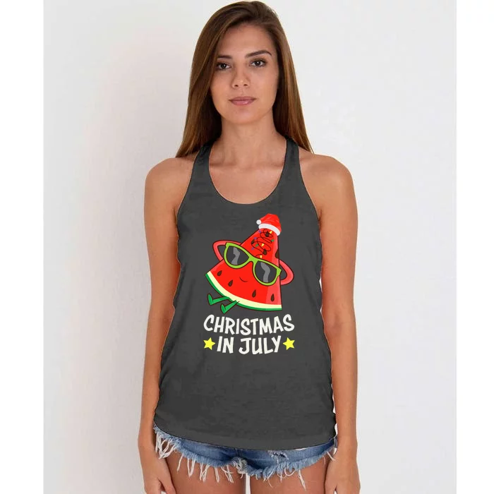 Christmas In July Watermelon Xmas Tree Summer Women's Knotted Racerback Tank