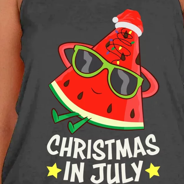 Christmas In July Watermelon Xmas Tree Summer Women's Knotted Racerback Tank