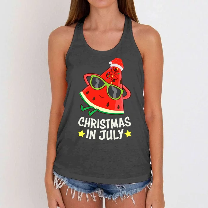 Christmas In July Watermelon Xmas Tree Summer Women's Knotted Racerback Tank