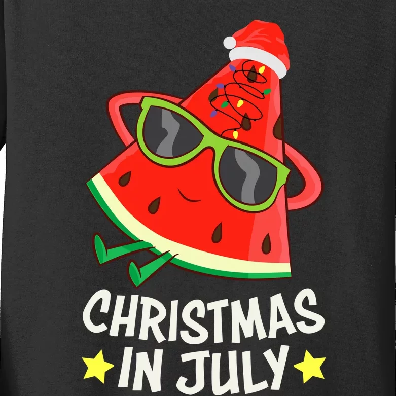 Christmas In July Watermelon Xmas Tree Summer Kids Long Sleeve Shirt