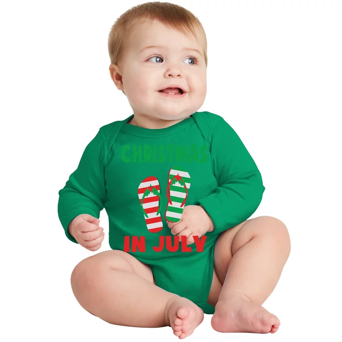 Christmas In July Flip Flop Xmas In July Decorations Party Baby Long Sleeve Bodysuit