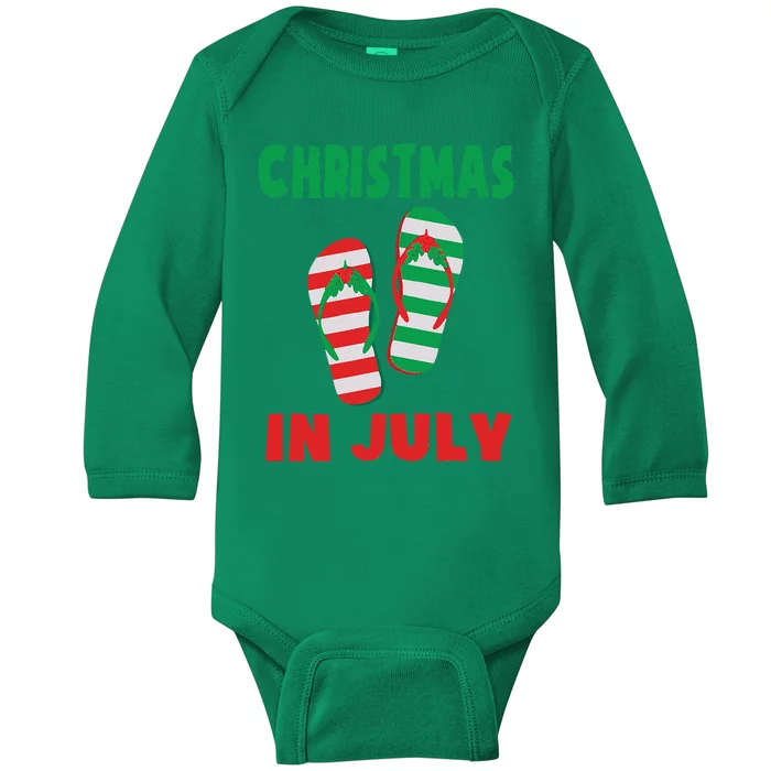 Christmas In July Flip Flop Xmas In July Decorations Party Baby Long Sleeve Bodysuit