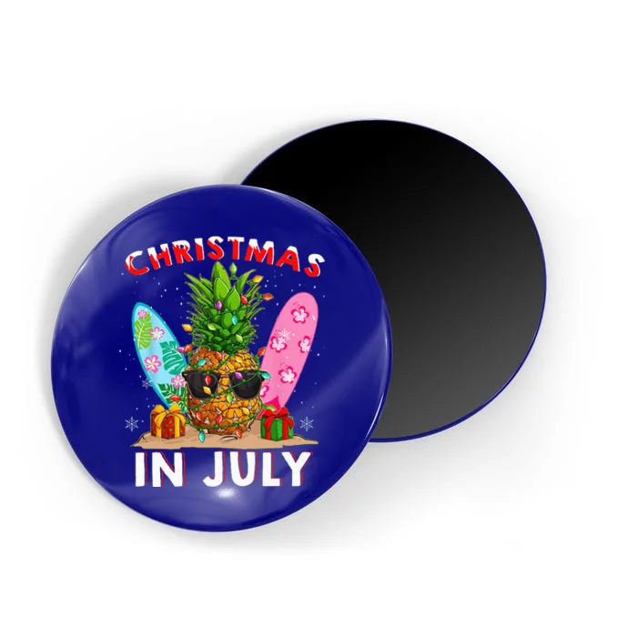 Christmas In July Pineapple Surf Santa Summer Tree Magnet