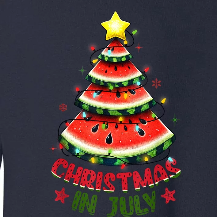 Christmas In July Watermelon Xmas Tree Toddler Sweatshirt