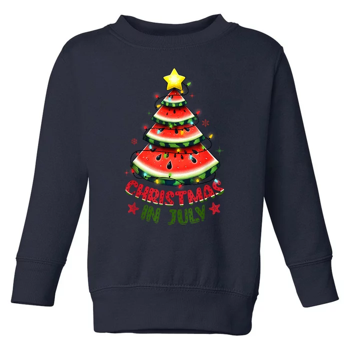 Christmas In July Watermelon Xmas Tree Toddler Sweatshirt