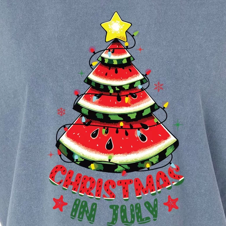 Christmas In July Shirts Watermelon Xmas Tree Garment-Dyed Women's Muscle Tee