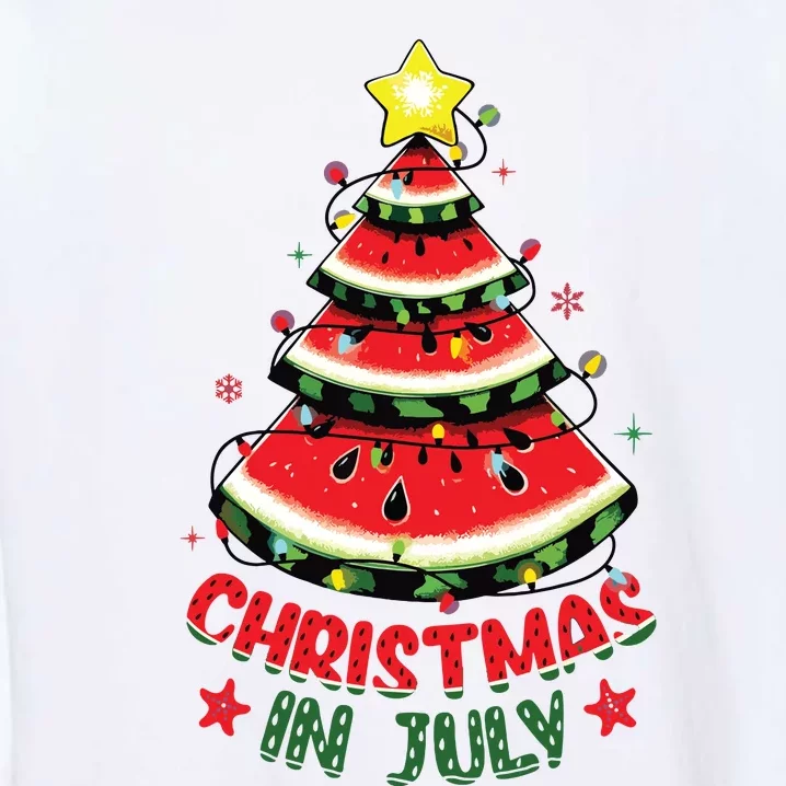 Christmas In July Shirts Watermelon Xmas Tree Garment-Dyed Sweatshirt