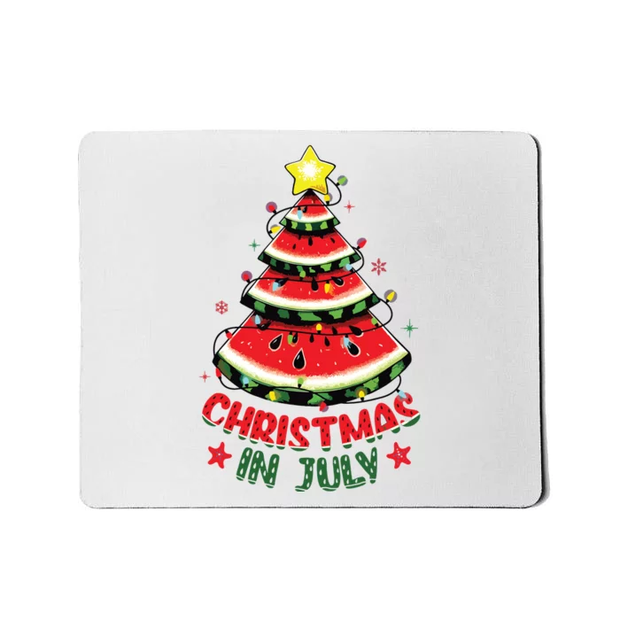 Christmas In July Shirts Watermelon Xmas Tree Mousepad