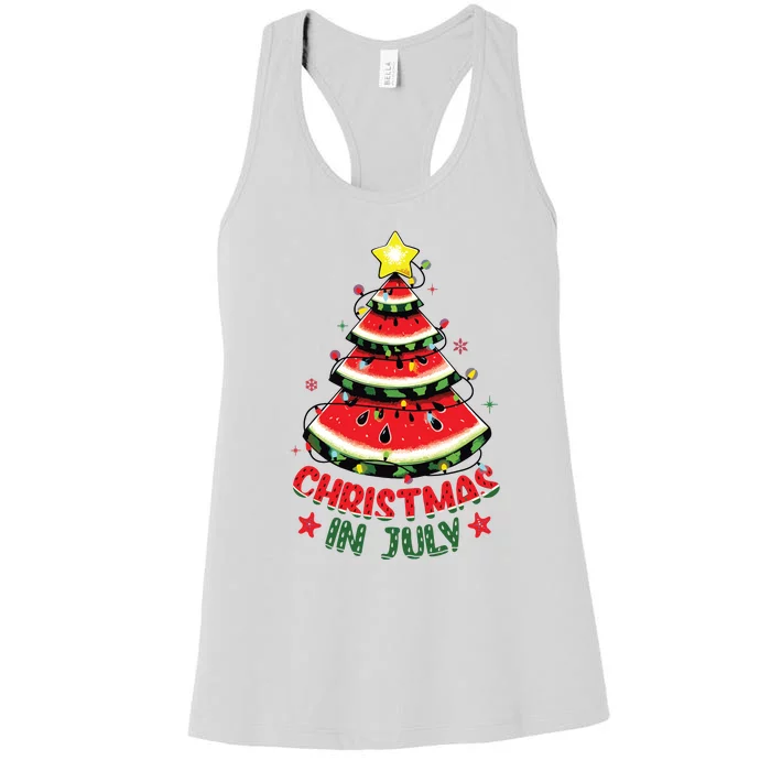 Christmas In July Shirts Watermelon Xmas Tree Women's Racerback Tank