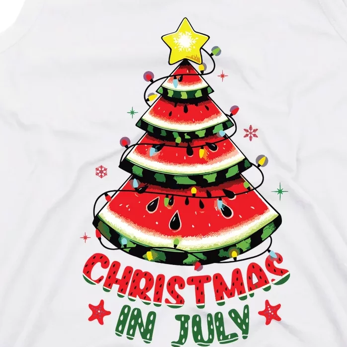 Christmas In July Shirts Watermelon Xmas Tree Tank Top