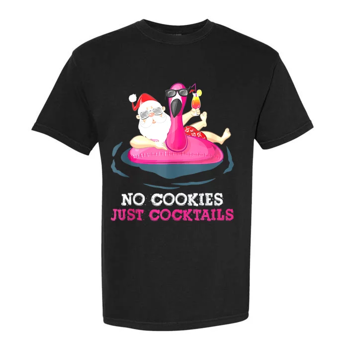 Christmas In July No Cookies Just Cocktails Summer Flamingo Garment-Dyed Heavyweight T-Shirt