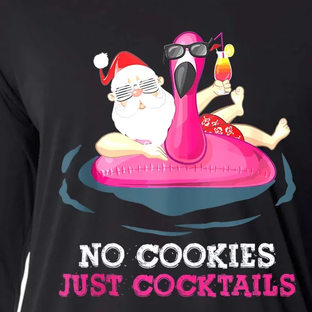 Christmas In July No Cookies Just Cocktails Summer Flamingo Cooling Performance Long Sleeve Crew