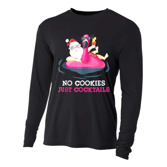 Christmas In July No Cookies Just Cocktails Summer Flamingo Cooling Performance Long Sleeve Crew