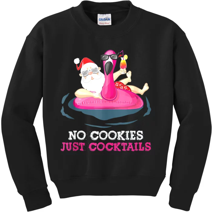 Christmas In July No Cookies Just Cocktails Summer Flamingo Kids Sweatshirt