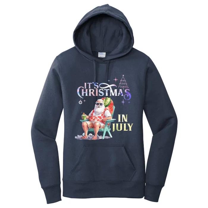 Christmas In July Santa Beach Summer Float Xmas Funny Women's Pullover Hoodie