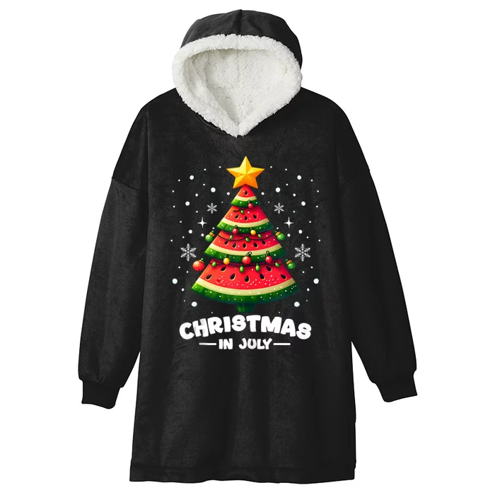 Christmas In July Watermelon Xmas Tree Summer Hooded Wearable Blanket