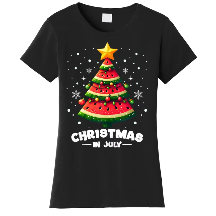 Christmas In July Watermelon Xmas Tree Summer Women's T-Shirt