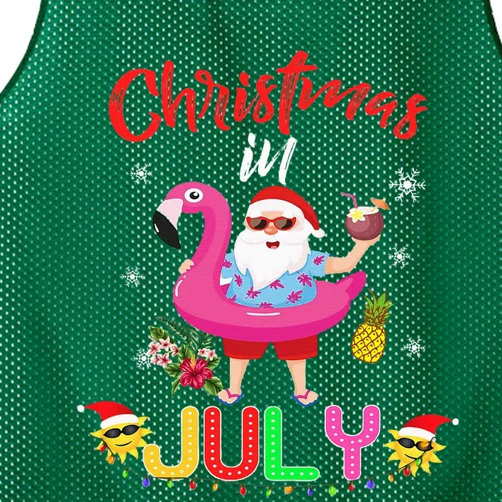 Christmas in July Santa Hawaiian flamingo Summer Beach Mesh Reversible Basketball Jersey Tank