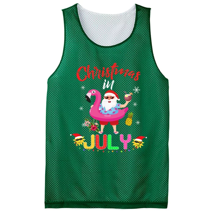 Christmas in July Santa Hawaiian flamingo Summer Beach Mesh Reversible Basketball Jersey Tank