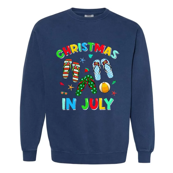 Christmas In July Squad Funny Summer Xmas Garment-Dyed Sweatshirt