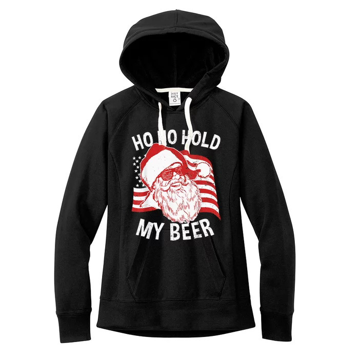 Christmas In July Santa Ho Ho Hold My Beer Drink Lover Women's Fleece Hoodie