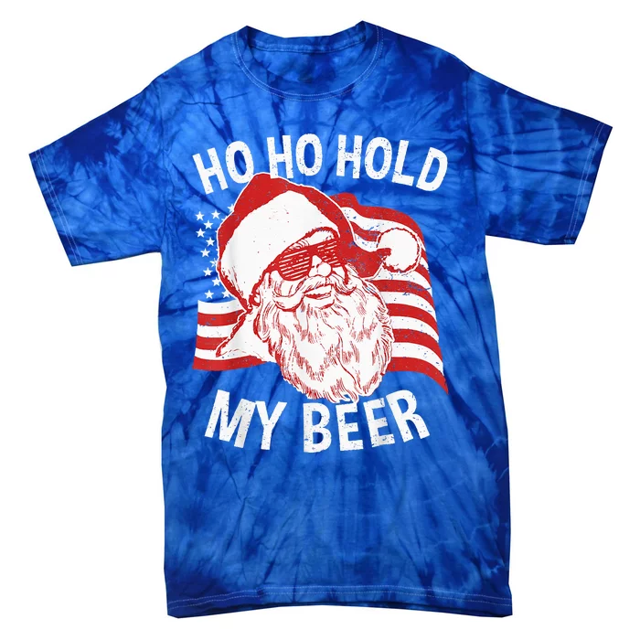 Christmas In July Santa Ho Ho Hold My Beer Drink Lover Tie-Dye T-Shirt