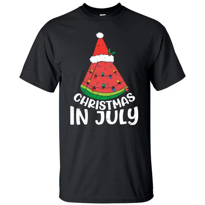 Christmas In July Watermelon Xmas Tree Summer Tall T-Shirt