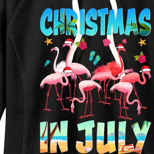 Christmas In July Flamingo Beach Summer Women's Fleece Hoodie