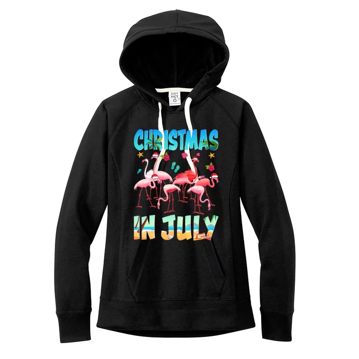 Christmas In July Flamingo Beach Summer Women's Fleece Hoodie