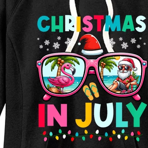 Christmas In July Flamingo Santa Beach Summer Hawaii Women's Fleece Hoodie