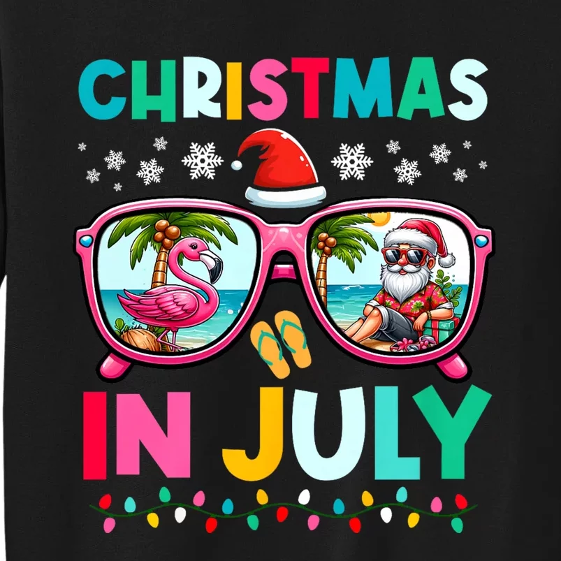 Christmas In July Flamingo Santa Beach Summer Hawaii Tall Sweatshirt