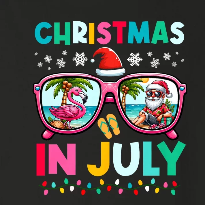 Christmas In July Flamingo Santa Beach Summer Hawaii Toddler Long Sleeve Shirt