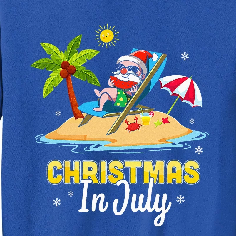 Christmas In July Santa Claus Beach Watermelon Gifts Sweatshirt