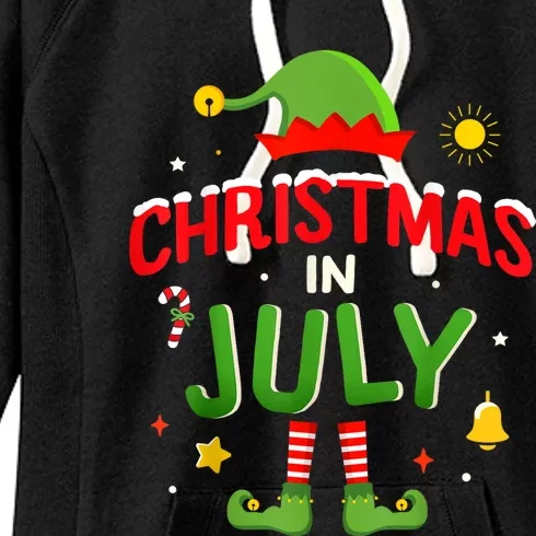 Christmas In July Funny Elf For Summer Xmas Women's Fleece Hoodie