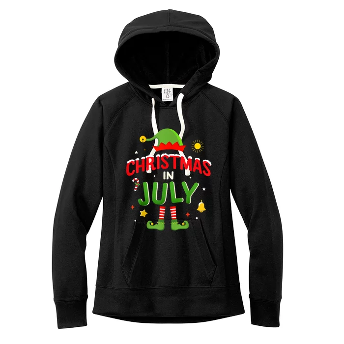 Christmas In July Funny Elf For Summer Xmas Women's Fleece Hoodie