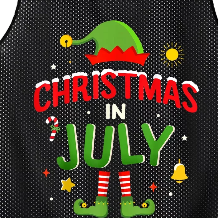 Christmas In July Funny Elf For Summer Xmas Mesh Reversible Basketball Jersey Tank