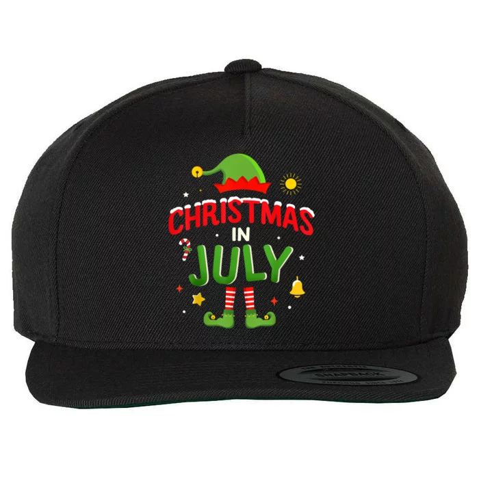 Christmas In July Funny Elf For Summer Xmas Wool Snapback Cap